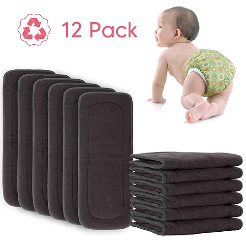 Damero 5-Layer Reusable Diapers Baby Inserts, 12PCS Cloth Diaper Inserts with an Extra Storage Bag - Jamouz