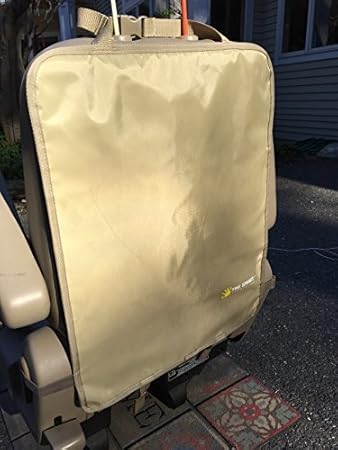 Premium Kick Mats - Luxury Seat Back Protectors and Seat Covers with Invisible Strap - 2-Pack - Light Tan (Light Beige) - Jamouz