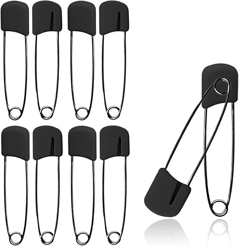 Lxnoap 10 pcs Cloth Diaper Pins Stainless Steel Traditional Safety Pin (Black) - Jamouz