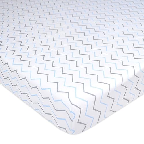 TL Care 2 Pack Fitted Pack N Play Playard Sheet 27' x 39', Soft Breathable Neutral 100% Cotton Jersey Pack and Play Sheet, Gray Star/Gray Zigzag, for Boys and Girls, Fits Most Mini Crib - Jamouz