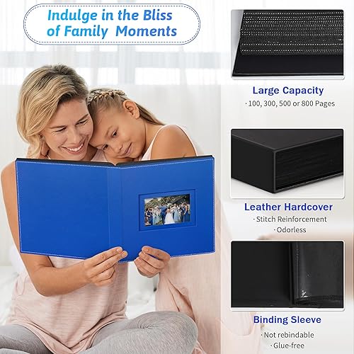 Popotop Photo Album 4x6 300 Pockets with Leather Hardcover Cover, Small Photo Album Holder Book with 50Pcs Pages for Family Travel Wedding Baby Gifts - Jamouz