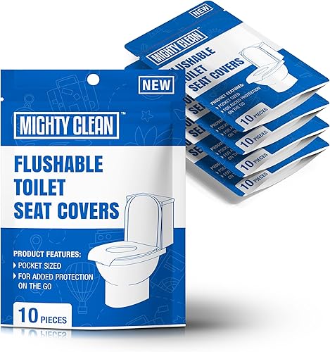 Toilet Seat Covers Flushable - Upgraded XL Size| Biodegradable Paper Covers for Adults, Kids, Toddlers | Travel Essentials for Public Restroom, Airplane, Camping (50 Pack) - Jamouz