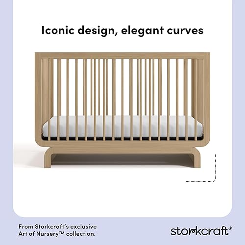Storkcraft Santorini Deluxe 5-in-1 Convertible Crib with Bonus Toddler Guardrail (Driftwood) – GREENGUARD Gold Certified, Toddler Guardrail Included in Box, Fits Standard Crib Mattress - Jamouz