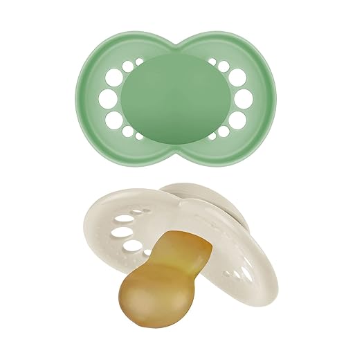 MAM Original Pure Pacifier, Climate Neutral MAM Natural Rubber Pacifier, Sustainable & Bio-Renewable Raw Materials, Sterilizer Case, Unisex, 0-6 Months, 2-Pack - Jamouz