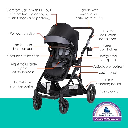Baby Trend Morph Single to Double Modular Stroller, Dash Black - Jamouz