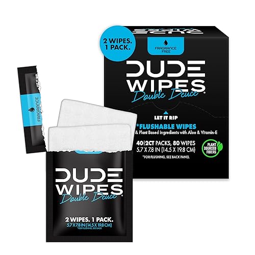 DUDE Baby Wipes - Flushable Baby Wipes Unscented - (6 Pack) 288 Wipes - Extra Large Wet Wipes Flushable - Vitamin-E & Aloe - Septic and Sewer Safe - Jamouz