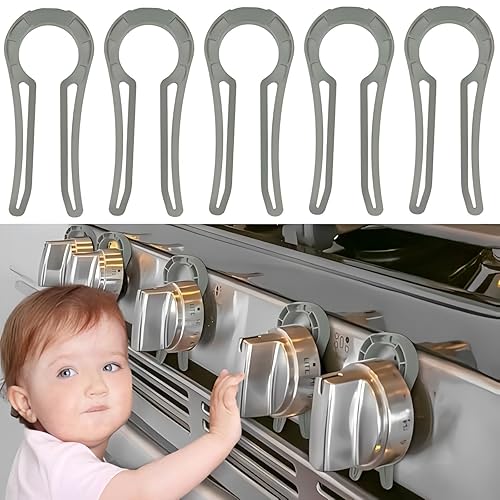 Gas Stove Knob Locks Protecting Kids and Pets; Oven Knob Covers for Child Safety (5 Pack,Black) - Jamouz