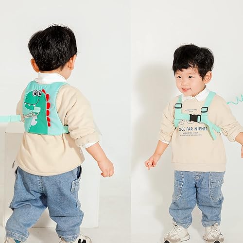 Toddler Leash-Baby Walking Safty Harness and Child Anti Lost Wrist Link for Girls/Boys Travel (Green) - Jamouz