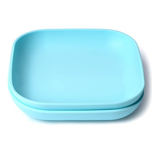BABELIO Powerful Suction Plates for Baby and Toddler, 100% Food Grand Silicone, Divided, BPA Free, Microwave & Dishwasher Safe, Stay Put, 3 Pack - Jamouz