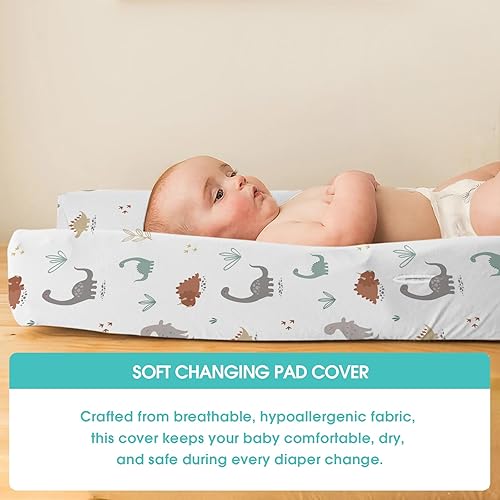 Stretchy Changing Pad Covers for Boys Girls,2 Pack Jersey Knit,Elephant & Whale - Jamouz