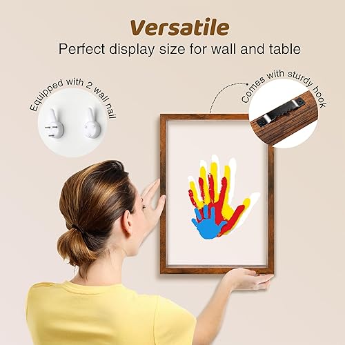 Family Handprint Kit, DIY Craft Keepsake Frame, Baby Hand Print Kits, Family Gifts for New Mom, New Parents, Grandparents, Father's Day, Mother's Day, Anniversary, 6 Non -Toxic Paints (White) - Jamouz