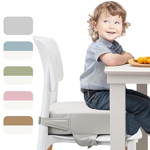 Toddler Booster Seat for Dining Table (PU Material),Portable Kids Booster Seat with Safety Buckles, High Cushion for Travel with Non-Slip Bottom - Jamouz