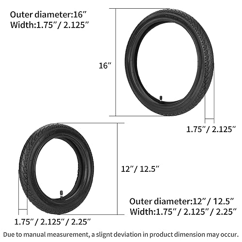 Front 12/12.5×1.75/2.125/2.25 Tires and Tubes Compatible with 3-Wheeler Gear Jogging Troller Models (Both Single and Double Strollers) Including Revolution SE/Pro/Flex/SU/Ironman - Jamouz