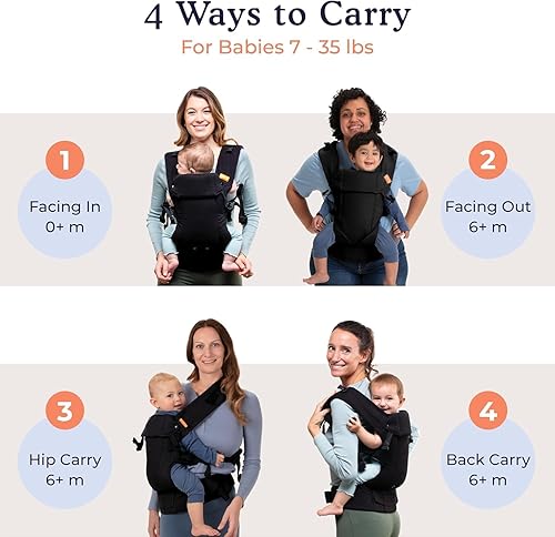 Beco Baby Carrier Gemini Newborn to Toddler-Front, Back and Hip Seat Carrier,Baby Carrier Backpack & Baby Front Carrier with Adjustable Seat,Ergonomic Baby Holder 7-35lbs (Grey) - Jamouz