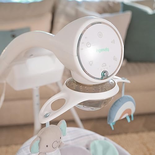 Ingenuity InLighten 5-Speed Baby Swing - Swivel Infant Seat, 5 Point Safety Harness, Nature Sounds, Lights - Nally Owl - Jamouz