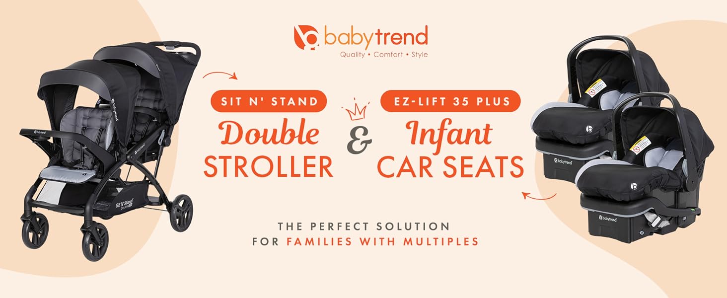Baby Trend Double Stroller and Infant Seats Bundle