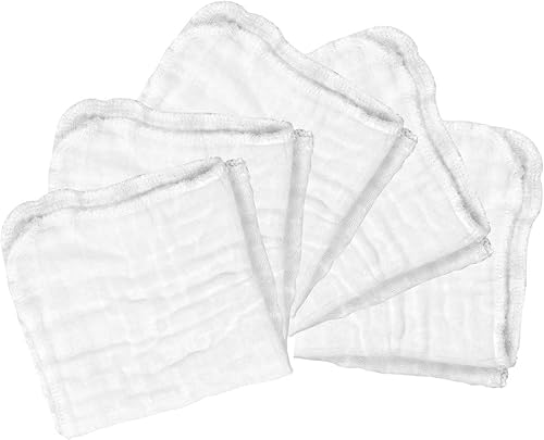 green sprouts Muslin Face Cloths Made from Organic Cotton (5-Pack), White Set - Jamouz