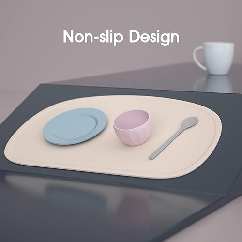 Cuddle Campus Set of 3 Silicone Placemats with Raised Edges for Kids,Toddlers,Babies, Non-Slip Dinning Table Mat, Baby Eating Mat, Food Mat - Jamouz