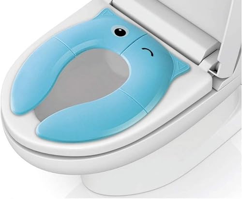 Toilet Potty Training Seat Cover, Travel Toilet Seat, Folding Non Slip Silicone Pads, Travel Portable Reusable Kids Toddlers Boys Girls, Carry Bag (Green - Frog) - Jamouz