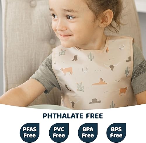 Tiny Twinkle Mess Proof Baby Bib - Waterproof Toddler and Baby Apron Bib - Machine Washable - PFAS and BPA Free - Jamouz