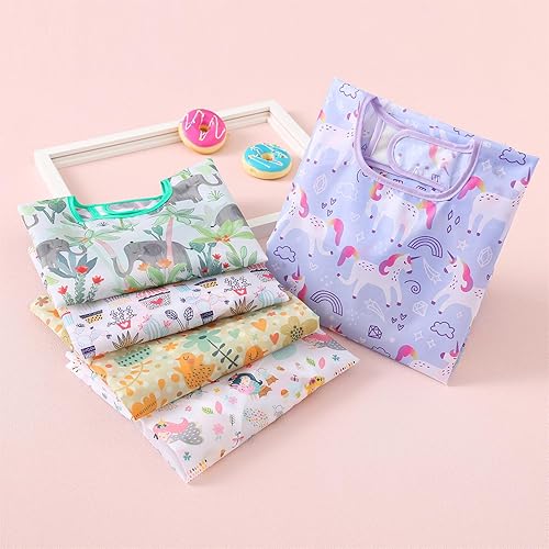Long Sleeved Bibs, Pack of 5,Lightweight Waterproof Shirt Bibs for Baby Toddler 6-30 Months - Jamouz