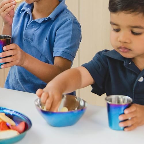 Ahimsa Stainless Steel Bowls for Kids - Pediatrician Designed, 12oz Toddler Bowl, Non Toxic Stainless Steel Snack Bowls Set, Non Plastic Kids Bowl, Dishwasher Safe (Set of 4 Classic) - Jamouz