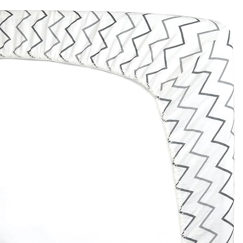 TL Care 2 Pack Fitted Pack N Play Playard Sheet 27' x 39', Soft Breathable Neutral 100% Cotton Jersey Pack and Play Sheet, Gray Star/Gray Zigzag, for Boys and Girls, Fits Most Mini Crib - Jamouz