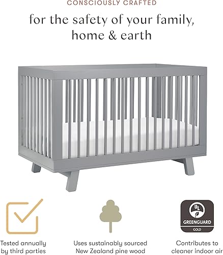 babyletto Hudson 3-in-1 Convertible Baby Crib with Toddler Bed & Daybed Conversion - Easy to Assemble - GREENGUARD Gold Certified w/ 4 Adjustable Mattress Heights - Natural - Jamouz