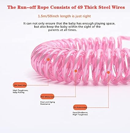 CZSYZCZS Toddlers Leash + Anti Lost Wrist Link Child Kids Safety Harness Kids Walking Wristband Assistant Strap Belt (pink) - Jamouz