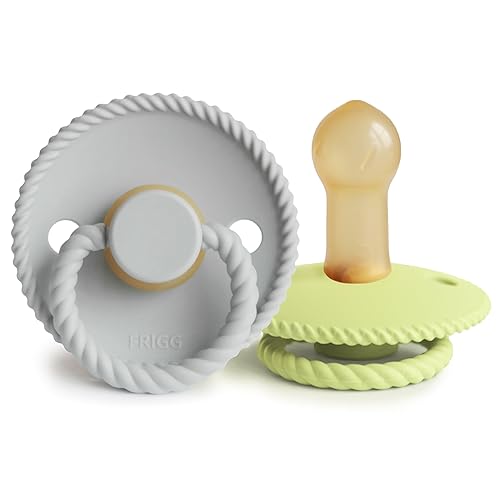 FRIGG Rope Natural Rubber Baby Pacifier | Made in Denmark | BPA-Free (Olive/Sage, 6-18 Months) - Jamouz