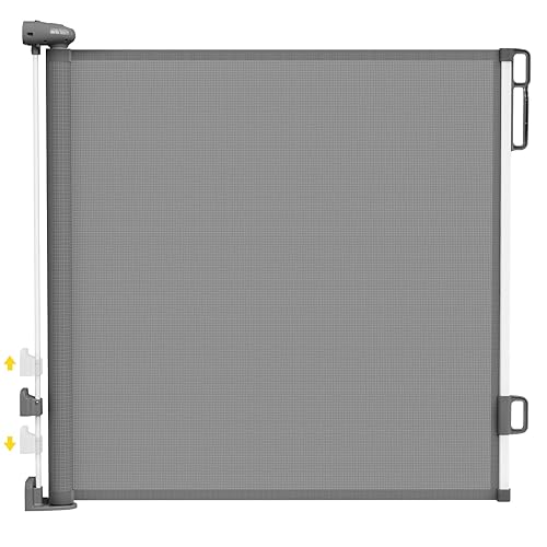 Babepai Retractable Baby Gates for Stairs, Dog Gates for Doorways, Mesh Baby Gate Extends to 54' Wide 34' Tall, Pet Gate Indoor Use for Hallways, Porch, Patio, Outdoor - Gray - Jamouz