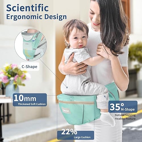 Baby Carrier with Hip Seat,Ergonomic M Position 6in1 Baby Carrier Newborn to Toddler,Head Support and Breathable Mesh Newborn Carrier,Adjustable Baby Holder Carrier for Dad&Mom-Grey - Jamouz