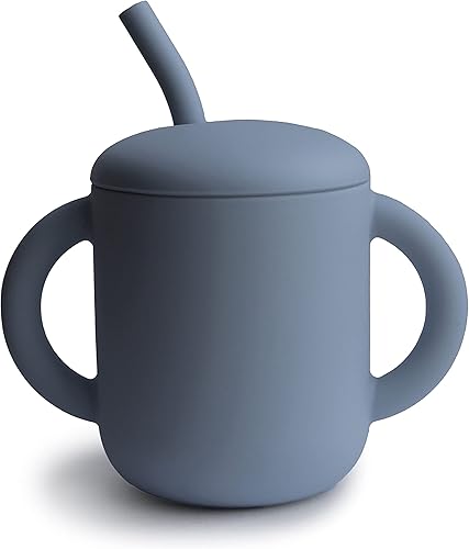 mushie 100% Silicone Training Cup & Straw for Toddlers | 6 Months+ (Soft Lilac) - Jamouz