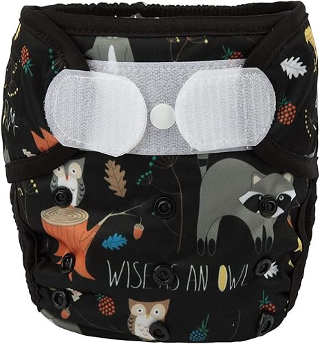 Baby Cloth Diaper Cover Nappy Hook and Loop Double Gusset 6.6lbs to 33lbs (Rabbits Wolves) - Jamouz