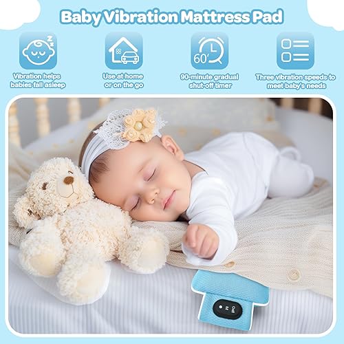 Balnore Baby Crib Vibrating Soother with 3 Adjustable Modes & 4 Level Timer,Providing Gentle Vibration for Newborns,Perfect for Cribs/Strollers/Travel,Made of Durable Materials,Easy to Clean - Jamouz