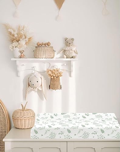 Changing Pad Cover for Baby Boy Girl 2 Pack, Muslin Changing Table Pad Covers with Boho Style, Neutral Nursery Bedding Essentials Soft and Breathable(Dusty Rose & Flower-A) - Jamouz