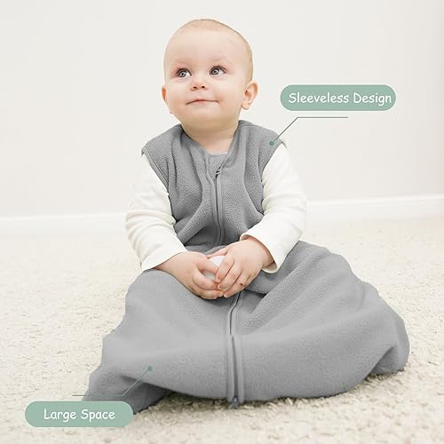 Looxii Fleece Baby Sleep Sack 0-6 Months 2 Pack 1.5 TOG Baby Wearable Blanket with 2-Way Zippers Soft Warm Toddler Sleeping Sack - Jamouz
