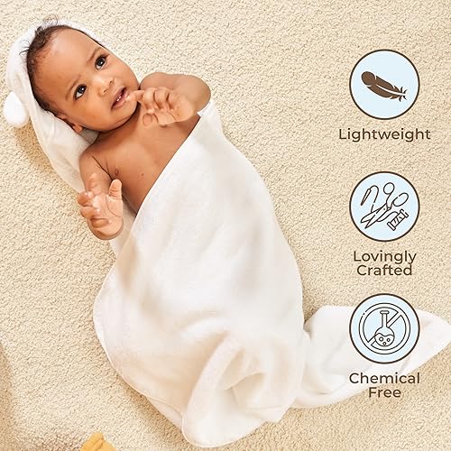 Toddler Bath Towel - Viscose from Bamboo & Cotton Blend for Delicate Skin - Super Soft Thick 600GSM - Ideal Toddler Boy and Girl Bath Essentials 35'x35' Bath Towel - Baby Towel with Hood - Jamouz