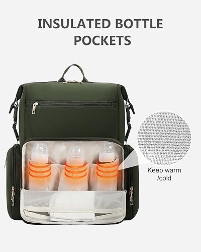 CEI-CEI Neoprene Diaper Bag Backpack with Changing Pad, Large Newborn Baby Maternity Bags Travel Tote with Insulated Pockets (Black) - Jamouz