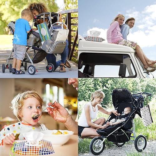 FEBSNOW 4 Pack Baby Wipe Dispenser, Portable Refillable Wipe Holder, Baby Wipes Container, Wipe Dispenser, Reusable Travel Wet Wipe Pouch (Geometric) - Jamouz