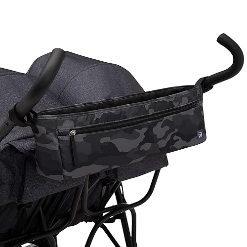GAP babyGap Classic Side-by-Side Double Stroller - Lightweight Double Stroller with Recline, Extendable Sun Visors & Compact Fold - Made with Sustainable Materials, Grey Stripes - Jamouz