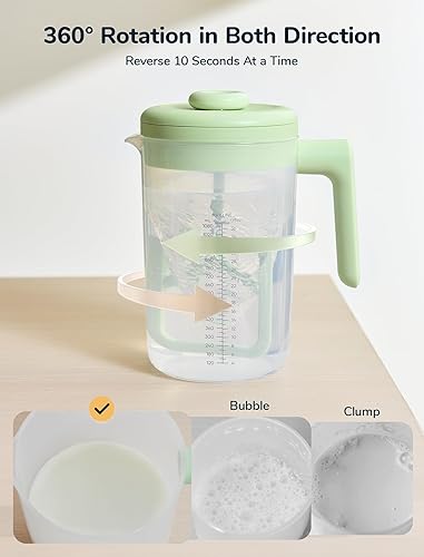 Electric Formula Pitcher, 36 oz Baby Formula Mixing Pitcher, Automatic Baby Formula Mixer, Bidirectional Stirring Breastmilk Pitcher, Locking Lid Smooth Formula Maker Milk Storage For Fridge（Green) - Jamouz