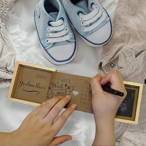 Pregnancy Announcement for Grandparents, Grandparents Baby Announcement Ideas Sonogram Picture Frame Wooden Keepsake Box, First Time Grandparents Gift - Jamouz