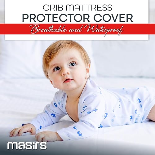 Masirs 2-Pack Crib Mattress Protector Cover - Waterproof & Comfortable - Breathable Baby Mattress Protector - Ultra-Soft - 52'' x 28'' - Toddler Mattress Protector - Crib Mattress Pad - Jamouz