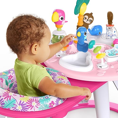 Bright Starts Around We Go 2-in-1 Baby Walker, Discovery Activity Center and Table, Tropic Cool, Ages 6 Months+ - Jamouz