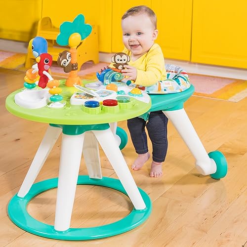 Bright Starts Around We Go 2-in-1 Baby Walker, Discovery Activity Center and Table, Tropic Cool, Ages 6 Months+ - Jamouz