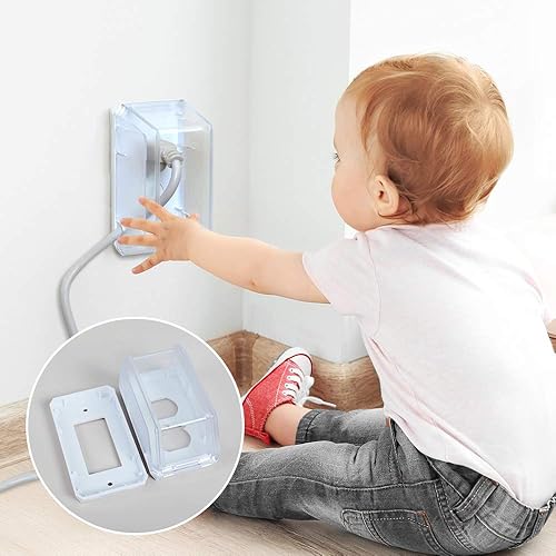 EUDEMON Baby Safety Electrical Outlet Cover Box Childproof Large Plug Cover for Babyproofing Outlets Easy to Install & Use (1 Pack,Transparent) - Jamouz
