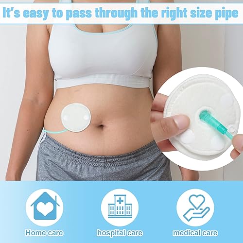 Sosation 20 Pack Feeding Tube Pads G Tube Button Pad with Cover Reusable Feeding Supplies Cotton Button Covers Peritoneal Abdominal Dialysis Peg Supplies for Nursing Care, White - Jamouz