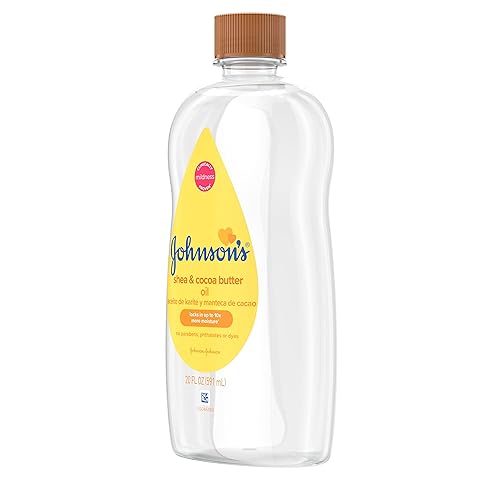 Johnson's Baby Oil, Mineral Oil Enriched with Shea & Cocoa Butter to Prevent Moisture Loss, Hypoallergenic, 20 fl. oz - Jamouz