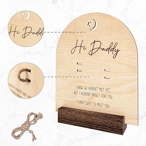 Pregnancy Announcement For Dad- Hi Daddy Pregnancy Test Keepsake Wooden Sign- Baby Surprise Announcement Ideas, Pregnancy Reveal To Husband, Daddy To Be Gifts - Jamouz